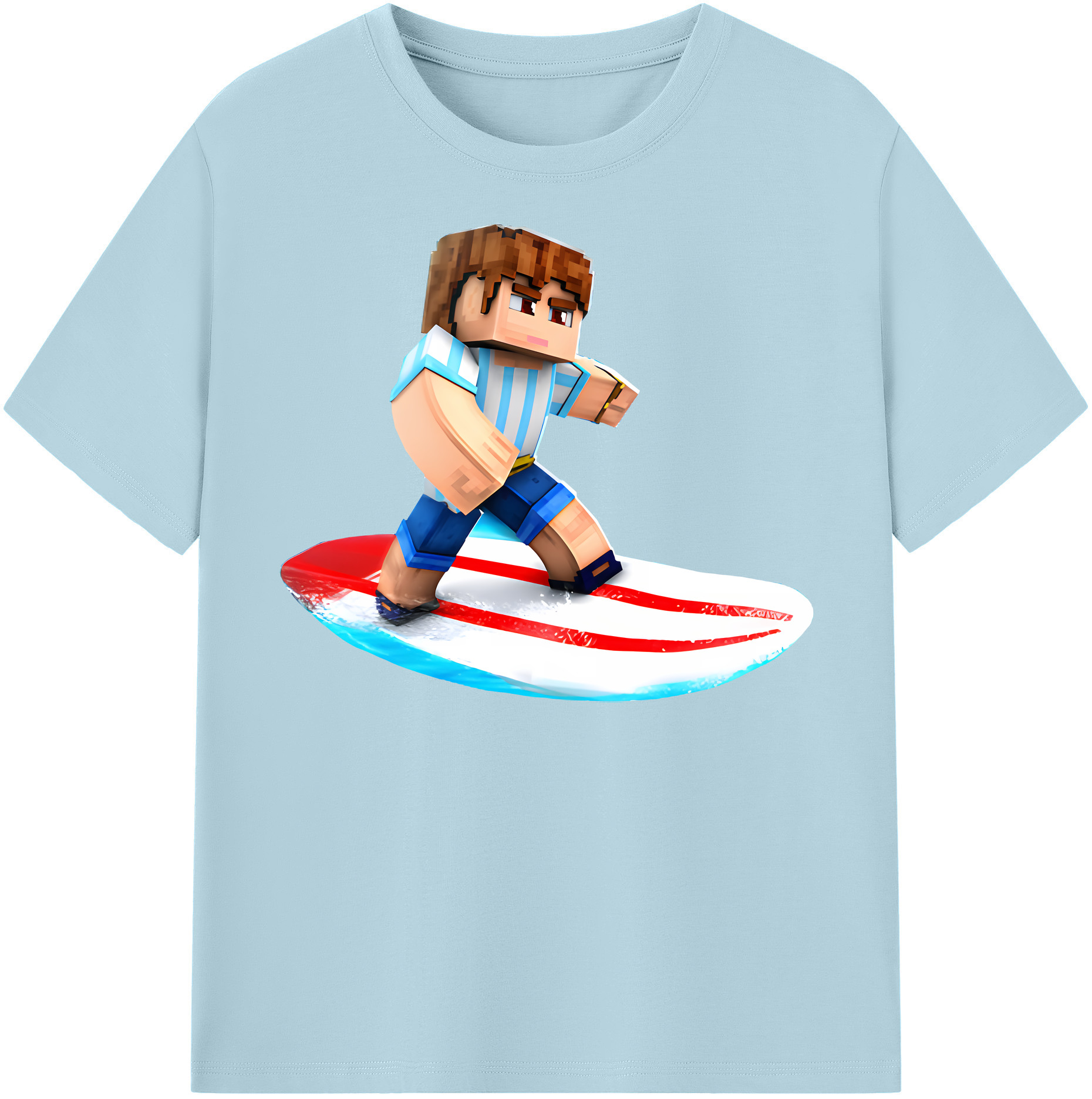 （画像用） マインクラフト ブロックの世界 Minecraft MC Block world 綿100％半袖Tシャツ（フロントプリント）